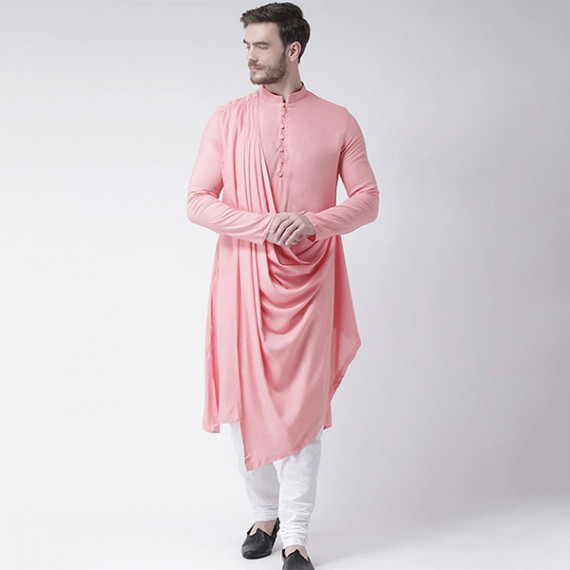 http://393881.2783915.xyz/products/men-pink-solid-straight-kurta-with-attached-drape