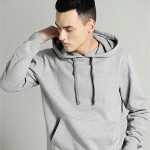 The Lifestyle Co Men Grey Melange Solid Hooded Sweatshirt