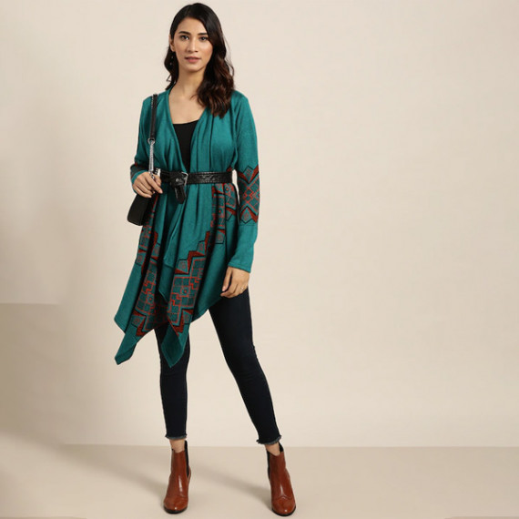 http://393881.2783915.xyz/products/women-teal-green-black-geometric-patterned-longline-waterfall-shrug