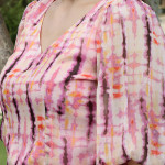 Pink & Purple Tie and Dye Puff Sleeves Chiffon Top