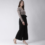 Women Black & Pink Printed Basic Jumpsuit