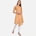 Women Orange Solid A-Line Cotton Kurta