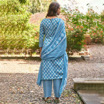 Women Blue & White Printed Unstitched Dress Material