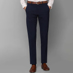 Men Navy Blue Slim Fit Trousers