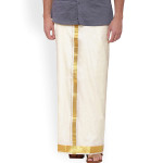 Cream Solid Double Layer Readymade Dhoti With Pocket