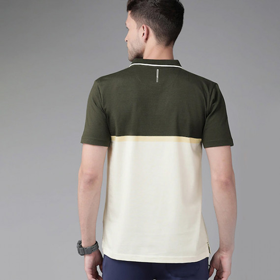 http://393881.2783915.xyz/products/men-olive-green-yellow-colourblocked-polo-collar-active-fit-t-shirt