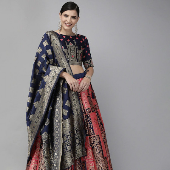 http://393881.2783915.xyz/products/pink-navy-blue-woven-design-semi-stitched-lehenga-unstitched-blouse-with-dupatta