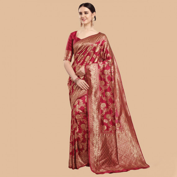 http://393881.2783915.xyz/products/maroon-gold-ethnic-motifs-zari-silk-blend-banarasi-saree