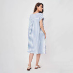 Blue Striped Maternity Shirt Midi Dress