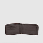 Men Brown Textured Zip Around Wallet